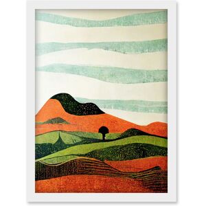 Artery8 Abstract Eclectic Tangerine & Olive Nature Landscape Linocut Illustration Artwork Framed Wall Art Print A4 in White White Artery8 Abstract Eclectic Tangerine & Olive Nature Landscape Linocut Illustration Artwork Framed Wall Art Print A4 in White White