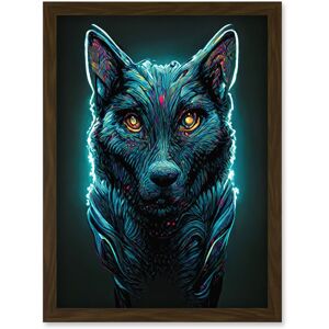 Artery8 Electric Blue Luminescent Wolf Spirit Animal Guide Artwork Framed Wall Art Print A4 in Brown Brown Artery8 Electric Blue Luminescent Wolf Spirit Animal Guide Artwork Framed Wall Art Print A4 in Brown Brown