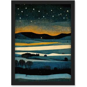 Artery8 Star Filled Twilight Landscape Painting Artwork Framed Wall Art Print A4 in Black Black Artery8 Star Filled Twilight Landscape Painting Artwork Framed Wall Art Print A4 in Black Black