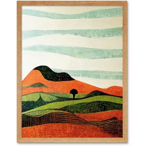 Artery8 Wall Art Print Abstract Eclectic Tangerine & Olive Nature Landscape Linocut Art Framed in Light Oak Size: W12" x H16" Light Oak W12" x H16" Artery8 Wall Art Print Abstract Eclectic Tangerine & Olive Nature Landscape Linocut Art Framed in Light Oak Size: W12" x H16" Light Oak W12" x H16"