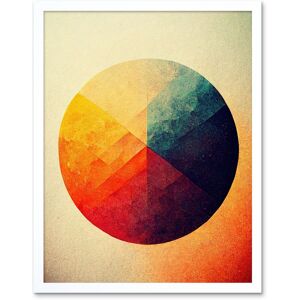 Artery8 Wall Art Print Minimalist Geometric Circle With Colourful Textures Red Yellow Blue Art Framed in White Size: W12" x H16" White W12" x H16" Artery8 Wall Art Print Minimalist Geometric Circle With Colourful Textures Red Yellow Blue Art Framed in White Size: W12" x H16" White W12" x H16"