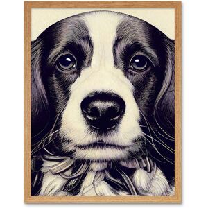 Artery8 Wall Art Print Springer Spaniel Puppy Dog Portrait Drawing Art Framed in Light Oak Size: W12" x H16" Light Oak W12" x H16" Artery8 Wall Art Print Springer Spaniel Puppy Dog Portrait Drawing Art Framed in Light Oak Size: W12" x H16" Light Oak W12" x H16"