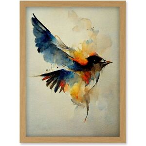 Artery8 - Watercolour Flying Bird - A4 - light oak - Framed Wall Art Print Artery8 - Watercolour Flying Bird - A4 - light oak - Framed Wall Art Print