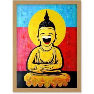 Artery8 Happy Buddha Fun Acrylic Wall Art Print Artwork Framed Wall Art Print A4 in Light Oak Light Oak Artery8 Happy Buddha Fun Acrylic Wall Art Print Artwork Framed Wall Art Print A4 in Light Oak Light Oak