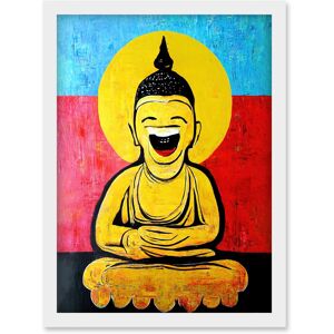 Artery8 Happy Buddha - A4 - white - framed - wall art print Artery8 Happy Buddha - A4 - white - framed - wall art print