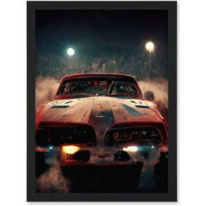 Artery8 Classic Sports Car Muscle Cinematic Night Atmospheric Race In Fog Artwork Framed Wall Art Print A4 in Black Black Artery8 Classic Sports Car Muscle Cinematic Night Atmospheric Race In Fog Artwork Framed Wall Art Print A4 in Black Black