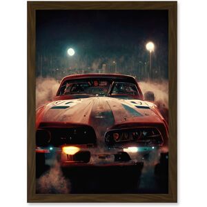 Artery8 Classic Sports Car Muscle Cinematic Night Atmospheric Race In Fog Artwork Framed Wall Art Print A4 in Brown Brown Artery8 Classic Sports Car Muscle Cinematic Night Atmospheric Race In Fog Artwork Framed Wall Art Print A4 in Brown Brown
