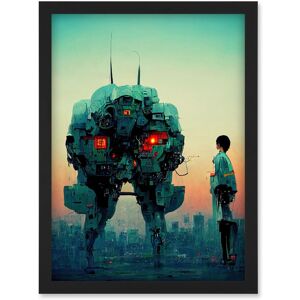 Artery8 Mecha Japan Illustration Sci-Fi Anime Artwork Framed Wall Art Print A4 in Black Black Artery8 Mecha Japan Illustration Sci-Fi Anime Artwork Framed Wall Art Print A4 in Black Black