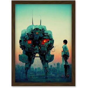 Artery8 Mecha Japan Illustration Sci-Fi Anime Artwork Framed Wall Art Print A4 in Brown Brown Artery8 Mecha Japan Illustration Sci-Fi Anime Artwork Framed Wall Art Print A4 in Brown Brown