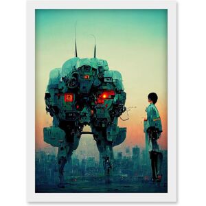 Artery8 Mecha Japan Illustration Sci-Fi Anime Artwork Framed Wall Art Print A4 in White White Artery8 Mecha Japan Illustration Sci-Fi Anime Artwork Framed Wall Art Print A4 in White White