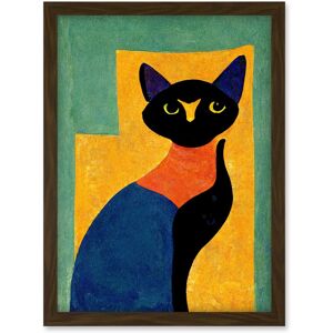 Artery8 Modern Abstract Minimalist Cat Artwork Framed Wall Art Print A4 in Brown Brown Artery8 Modern Abstract Minimalist Cat Artwork Framed Wall Art Print A4 in Brown Brown