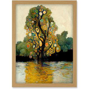Artery8 - Klimt Style Tree River Bank Scene - Framed Wall Art Artery8 - Klimt Style Tree River Bank Scene - Framed Wall Art