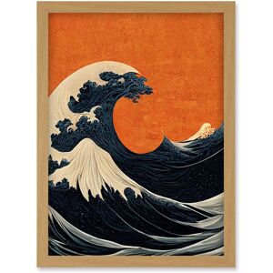 Artery8 Minimalist Orange Sunset Sky Modern Style Of Great Wave Off-Kanagawa Artwork Framed Wall Art Print A4 in Light Oak Light Oak Artery8 Minimalist Orange Sunset Sky Modern Style Of Great Wave Off-Kanagawa Artwork Framed Wall Art Print A4 in Light Oak Light Oak