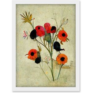 Artery8 Poppy Flowers Colourful Floral Abstract Artwork Framed Wall Art Print A4 in White White Artery8 Poppy Flowers Colourful Floral Abstract Artwork Framed Wall Art Print A4 in White White