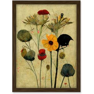 Artery8 Colourful Abstract Autumn Wildflowers Artwork Framed Wall Art Print A4 in Brown Brown Artery8 Colourful Abstract Autumn Wildflowers Artwork Framed Wall Art Print A4 in Brown Brown