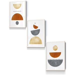 ARTZE Orange, Gold & Grey Abstract Mid Century Geometric Framed Wall Art - Small in White Size: W33 cm x H45 cm x D20mm White W33 cm x H45 cm x D20mm ARTZE Orange, Gold & Grey Abstract Mid Century Geometric Framed Wall Art - Small in White Size: W33 cm x H45 cm x D20mm White W33 cm x H45 cm x D20mm