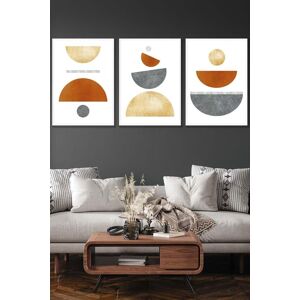 ARTZE Orange, Gold & Grey Abstract Mid Century Geometric Framed Wall Art - Large in White Size: W53 cm x H73 cm x D20mm White W53 cm x H73 cm x D20mm ARTZE Orange, Gold & Grey Abstract Mid Century Geometric Framed Wall Art - Large in White Size: W53 cm x H73 cm x D20mm White W53 cm x H73 cm x D20mm