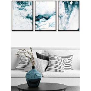 ARTZE Teal Blue Abstract Ocean Waves Framed Wall Art - Large in Black Size: W53 cm x H73 cm x D20mm Black W53 cm x H73 cm x D20mm ARTZE Teal Blue Abstract Ocean Waves Framed Wall Art - Large in Black Size: W53 cm x H73 cm x D20mm Black W53 cm x H73 cm x D20mm