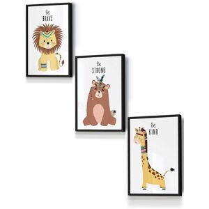ARTZE Nursery Tribal Lion, Bear, Giraffe Quote Prints Framed Wall Art - Small in Black Size: W33 cm x H45 cm x D20mm Black W33 cm x H45 cm x D20mm ARTZE Nursery Tribal Lion, Bear, Giraffe Quote Prints Framed Wall Art - Small in Black Size: W33 cm x H45 cm x D20mm Black W33 cm x H45 cm x D20mm