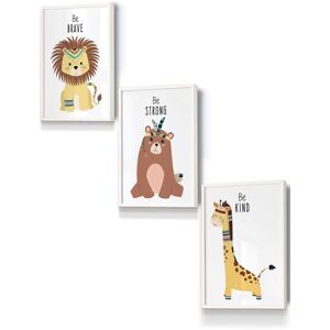 ARTZE Nursery Tribal Lion, Bear, Giraffe Quote Prints Framed Wall Art - Small in White Size: W33 cm x H45 cm x D20mm White W33 cm x H45 cm x D20mm ARTZE Nursery Tribal Lion, Bear, Giraffe Quote Prints Framed Wall Art - Small in White Size: W33 cm x H45 cm x D20mm White W33 cm x H45 cm x D20mm