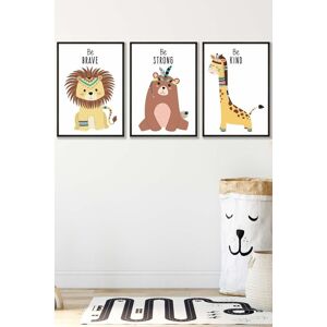 ARTZE Nursery Tribal Lion, Bear, Giraffe Quote Prints Framed Wall Art - Medium in Black Size: W45 cm x H62 cm x D20mm Black W45 cm x H62 cm x D20mm ARTZE Nursery Tribal Lion, Bear, Giraffe Quote Prints Framed Wall Art - Medium in Black Size: W45 cm x H62 cm x D20mm Black W45 cm x H62 cm x D20mm