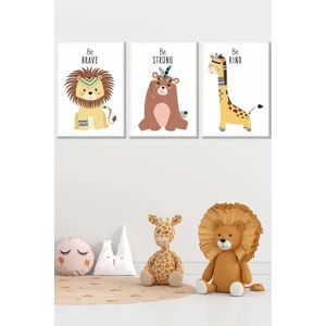 ARTZE Nursery Tribal Lion, Bear, Giraffe Quote Prints Framed Wall Art - Medium in White Size: W45 cm x H62 cm x D20mm White W45 cm x H62 cm x D20mm ARTZE Nursery Tribal Lion, Bear, Giraffe Quote Prints Framed Wall Art - Medium in White Size: W45 cm x H62 cm x D20mm White W45 cm x H62 cm x D20mm