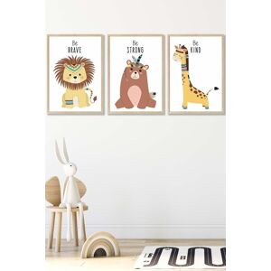 ARTZE Nursery Tribal Lion, Bear, Giraffe Quote Prints Framed Wall Art - Medium in Light Oak Size: W45 cm x H62 cm x D20mm Light Oak W45 cm x H62 cm x D20mm ARTZE Nursery Tribal Lion, Bear, Giraffe Quote Prints Framed Wall Art - Medium in Light Oak Size: W45 cm x H62 cm x D20mm Light Oak W45 cm x H62 cm x D20mm