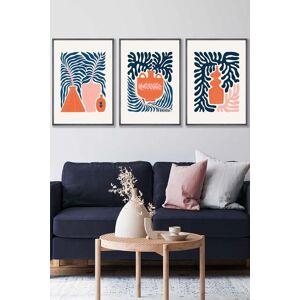 ARTZE Set of 3 Dark Grey Framed Pink & Navy Blue Boho Graphical Botanical Wall Art Size: W33 cm x H45 cm x D20mm Navy W33 cm x H45 cm x D20mm ARTZE Set of 3 Dark Grey Framed Pink & Navy Blue Boho Graphical Botanical Wall Art Size: W33 cm x H45 cm x D20mm Navy W33 cm x H45 cm x D20mm