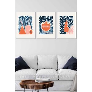 ARTZE Set of 3 White Framed Pink & Navy Blue Boho Graphical Botanical Wall Art Size: W45 cm x H62 cm x D20mm Navy W45 cm x H62 cm x D20mm ARTZE Set of 3 White Framed Pink & Navy Blue Boho Graphical Botanical Wall Art Size: W45 cm x H62 cm x D20mm Navy W45 cm x H62 cm x D20mm