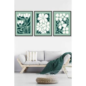 ARTZE Set of 3 Black Framed Green & White Boho Abstract Floral Wall Art Size: W45 cm x H62 cm x D20mm Green W45 cm x H62 cm x D20mm ARTZE Set of 3 Black Framed Green & White Boho Abstract Floral Wall Art Size: W45 cm x H62 cm x D20mm Green W45 cm x H62 cm x D20mm