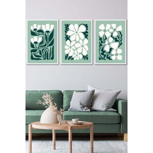 ARTZE Set of 3 White Framed Green & White Boho Abstract Floral Wall Art Size: W45 cm x H62 cm x D20mm Green W45 cm x H62 cm x D20mm ARTZE Set of 3 White Framed Green & White Boho Abstract Floral Wall Art Size: W45 cm x H62 cm x D20mm Green W45 cm x H62 cm x D20mm