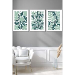 ARTZE Set of 3 White Framed Boho Abstract Green & White Floral Wall Art Size: W33 cm x H45 cm x D20mm Green W33 cm x H45 cm x D20mm ARTZE Set of 3 White Framed Boho Abstract Green & White Floral Wall Art Size: W33 cm x H45 cm x D20mm Green W33 cm x H45 cm x D20mm