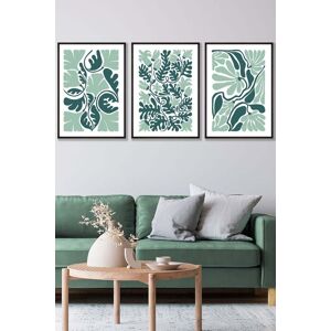 ARTZE Set of 3 Black Framed Boho Abstract Green & White Floral Wall Art Size: W45 cm x H62 cm x D20mm Green W45 cm x H62 cm x D20mm ARTZE Set of 3 Black Framed Boho Abstract Green & White Floral Wall Art Size: W45 cm x H62 cm x D20mm Green W45 cm x H62 cm x D20mm