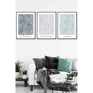 ARTZE Set of 3 Dark Grey Framed William Morris Vintage Larkspur Spring Colours Wall Art Size: W45 cm x H62 cm x D20mm Multicolor W45 cm x H62 cm x D20mm ARTZE Set of 3 Dark Grey Framed William Morris Vintage Larkspur Spring Colours Wall Art Size: W45 cm x H62 cm x D20mm Multicolor W45 cm x H62 cm x D20mm