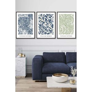ARTZE Set of 3 Black Framed Blue & Green William Morris Vintage Floral Wall Art in Mid Blue Size: W33 cm x H45 cm x D20mm Mid Blue W33 cm x H45 cm x D20mm ARTZE Set of 3 Black Framed Blue & Green William Morris Vintage Floral Wall Art in Mid Blue Size: W33 cm x H45 cm x D20mm Mid Blue W33 cm x H45 cm x D20mm