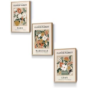 ARTZE Flower Market Paris Exhibition in Neutral Colours Framed Wall Art - Small in Light Oak Size: W33 cm x H45 cm x D20mm Light Oak W33 cm x H45 cm x D20mm ARTZE Flower Market Paris Exhibition in Neutral Colours Framed Wall Art - Small in Light Oak Size: W33 cm x H45 cm x D20mm Light Oak W33 cm x H45 cm x D20mm