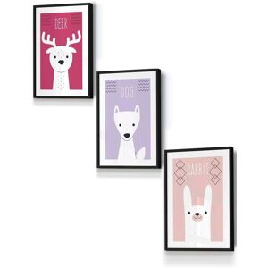 ARTZE Women's Scandi Nursery Forest Animals Pink Lilac Framed Wall Art - Small in Black Size: W33 cm x H45 cm x D20mm Black W33 cm x H45 cm x D20mm ARTZE Women's Scandi Nursery Forest Animals Pink Lilac Framed Wall Art - Small in Black Size: W33 cm x H45 cm x D20mm Black W33 cm x H45 cm x D20mm