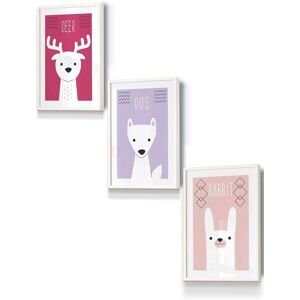 ARTZE Scandi Nursery Forest Animals Pink Lilac - Wall Art ARTZE Scandi Nursery Forest Animals Pink Lilac - Wall Art