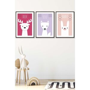 ARTZE Women's Scandi Nursery Forest Animals Pink Lilac Framed Wall Art - Medium in Black Size: W45 cm x H62 cm x D20mm Black W45 cm x H62 cm x D20mm ARTZE Women's Scandi Nursery Forest Animals Pink Lilac Framed Wall Art - Medium in Black Size: W45 cm x H62 cm x D20mm Black W45 cm x H62 cm x D20mm