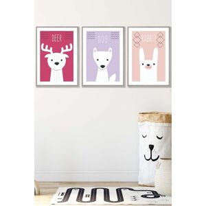 ARTZE Women's Scandi Nursery Forest Animals Pink Lilac Framed Wall Art - Medium in Light Grey Size: W45 cm x H62 cm x D20mm Light Grey W45 cm x H62 cm x D20mm ARTZE Women's Scandi Nursery Forest Animals Pink Lilac Framed Wall Art - Medium in Light Grey Size: W45 cm x H62 cm x D20mm Light Grey W45 cm x H62 cm x D20mm
