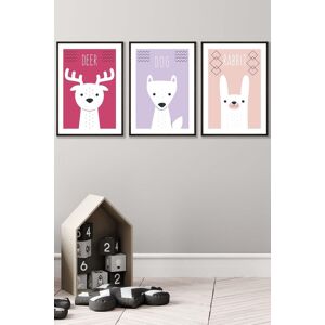 ARTZE Women's Scandi Nursery Forest Animals Pink Lilac Framed Wall Art - Large in Black Size: W53 cm x H73 cm x D20mm Black W53 cm x H73 cm x D20mm ARTZE Women's Scandi Nursery Forest Animals Pink Lilac Framed Wall Art - Large in Black Size: W53 cm x H73 cm x D20mm Black W53 cm x H73 cm x D20mm