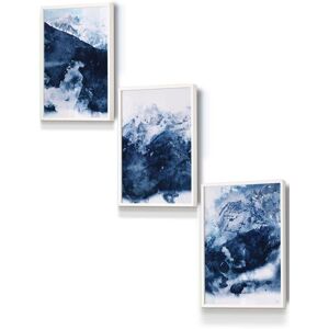 ARTZE Abstract Navy Blue Mountains Framed Wall Art - Small in White Size: W33 cm x H45 cm x D20mm White W33 cm x H45 cm x D20mm ARTZE Abstract Navy Blue Mountains Framed Wall Art - Small in White Size: W33 cm x H45 cm x D20mm White W33 cm x H45 cm x D20mm