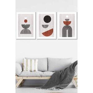 ARTZE Set of 3 White Framed Black Grey Terracotta Abstract Mid Century Geometric Wall Art Size: W45 cm x H62 cm x D20mm Terracotta W45 cm x H62 cm x D20mm ARTZE Set of 3 White Framed Black Grey Terracotta Abstract Mid Century Geometric Wall Art Size: W45 cm x H62 cm x D20mm Terracotta W45 cm x H62 cm x D20mm