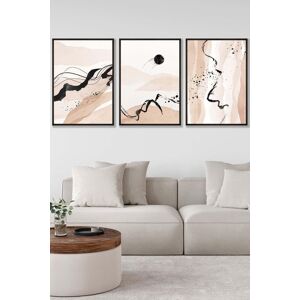 ARTZE Set of 3 Black Framed Beige Black Abstract Mountain Contours Wall Art Size: W33 cm x H45 cm x D20mm Beige W33 cm x H45 cm x D20mm ARTZE Set of 3 Black Framed Beige Black Abstract Mountain Contours Wall Art Size: W33 cm x H45 cm x D20mm Beige W33 cm x H45 cm x D20mm