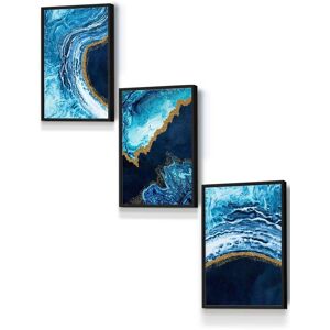 ARTZE Abstract Navy, Blue & Gold Oceans Framed Wall Art - Small in Black Size: W33 cm x H45 cm x D20mm Black W33 cm x H45 cm x D20mm ARTZE Abstract Navy, Blue & Gold Oceans Framed Wall Art - Small in Black Size: W33 cm x H45 cm x D20mm Black W33 cm x H45 cm x D20mm