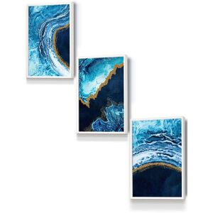 ARTZE Abstract Navy, Blue & Gold Oceans Framed Wall Art - Small in White Size: W33 cm x H45 cm x D20mm White W33 cm x H45 cm x D20mm ARTZE Abstract Navy, Blue & Gold Oceans Framed Wall Art - Small in White Size: W33 cm x H45 cm x D20mm White W33 cm x H45 cm x D20mm