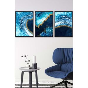 ARTZE Abstract Navy, Blue & Gold Oceans Framed Wall Art - Medium in Black Size: W45 cm x H62 cm x D20mm Black W45 cm x H62 cm x D20mm ARTZE Abstract Navy, Blue & Gold Oceans Framed Wall Art - Medium in Black Size: W45 cm x H62 cm x D20mm Black W45 cm x H62 cm x D20mm