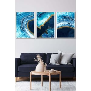 ARTZE - Abstract Navy Blue Gold Oceans Framed Wall Art - Large ARTZE - Abstract Navy Blue Gold Oceans Framed Wall Art - Large
