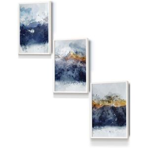 ARTZE Abstract Navy Blue & Yellow Mountains Framed Wall Art - Small in White Size: W33 cm x H45 cm x D20mm White W33 cm x H45 cm x D20mm ARTZE Abstract Navy Blue & Yellow Mountains Framed Wall Art - Small in White Size: W33 cm x H45 cm x D20mm White W33 cm x H45 cm x D20mm