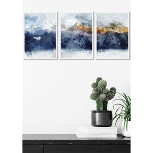 ARTZE Abstract Navy Blue & Yellow Mountains Framed Wall Art - Medium in White Size: W45 cm x H62 cm x D20mm White W45 cm x H62 cm x D20mm ARTZE Abstract Navy Blue & Yellow Mountains Framed Wall Art - Medium in White Size: W45 cm x H62 cm x D20mm White W45 cm x H62 cm x D20mm